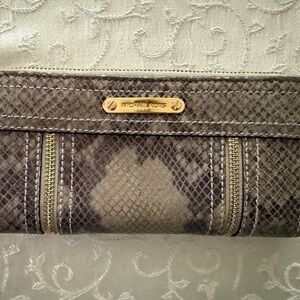 Michael Kors Snake Print Clutch with Gold Accents